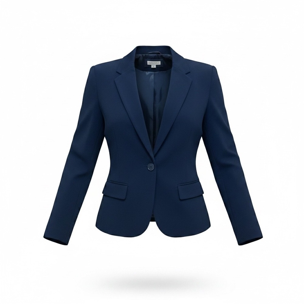 Merona Womens Navy Blue Single Button Stretch Blazer Jacket Size 12
